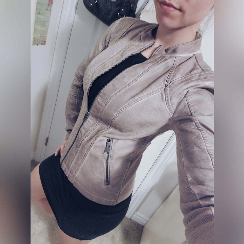 Lavender Faux Leather Jacket